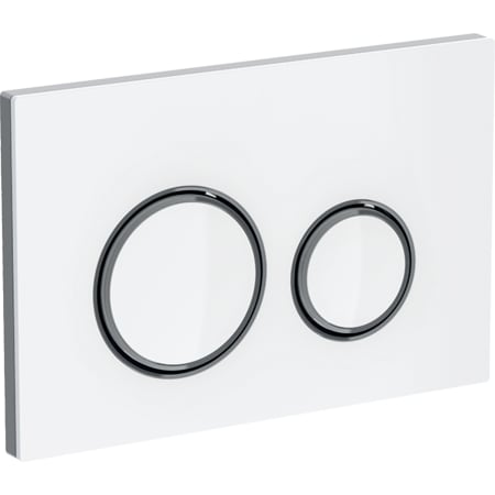 Ảnh của GEBERIT Ovládací tlačítko Geberit Sigma50 (dříve Sigma21), pro 2 množství splachování, Round, kovová barva, černý chrom Základní deska a designové kroužky: černý chrom Krycí deska a tlačítka: Ořech americký #115.651.JX.1