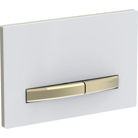 Ảnh của GEBERIT Ovládací tlačítko Geberit Sigma50, pro 2 množství splachování, Square, kovová barva, mosaz Základní deska a tlačítka: mosaz Krycí deska: Dekor betonu #115.672.JV.2