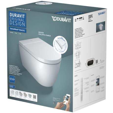 Obrázek DURAVIT Kompaktní bidetové WC Plus 650000 Design by Philippe Starck #650000012004320 - Barva 00, 575 mm, Bílá, Ovládání víka: Automatické, Bezkontaktní, Tlačítkové, Vyhřívání sedátka, Druh ovládání: Dálkové ovládání, Aplikace, Počet programovatelných uživatelských profilů: 2, Průtok dosoušecího fénu: 12 m³/h, Druh ovládání: Dálkové ovládání, Aplikace, Počet programovatelných uživatelských profilů: 2, Odvápňovací funkce, Jmenovité napětí: 220 - 240 V, Min. frekvence: 50 Hz, Rozměry krabice: 455x740x645 mm, Sjednocený vodní štítek (UWL) třída: 1, Druh ochrany: IPX4 378 x 575 mm