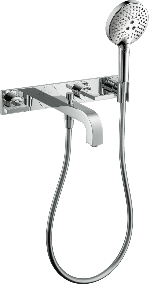 Obrázek HANSGROHE AXOR Citterio 3otvorová vanová baterie pod omítku, montáž na stěnu, s páčkovými rukojeťmi a deskou #39442000 - chrom
