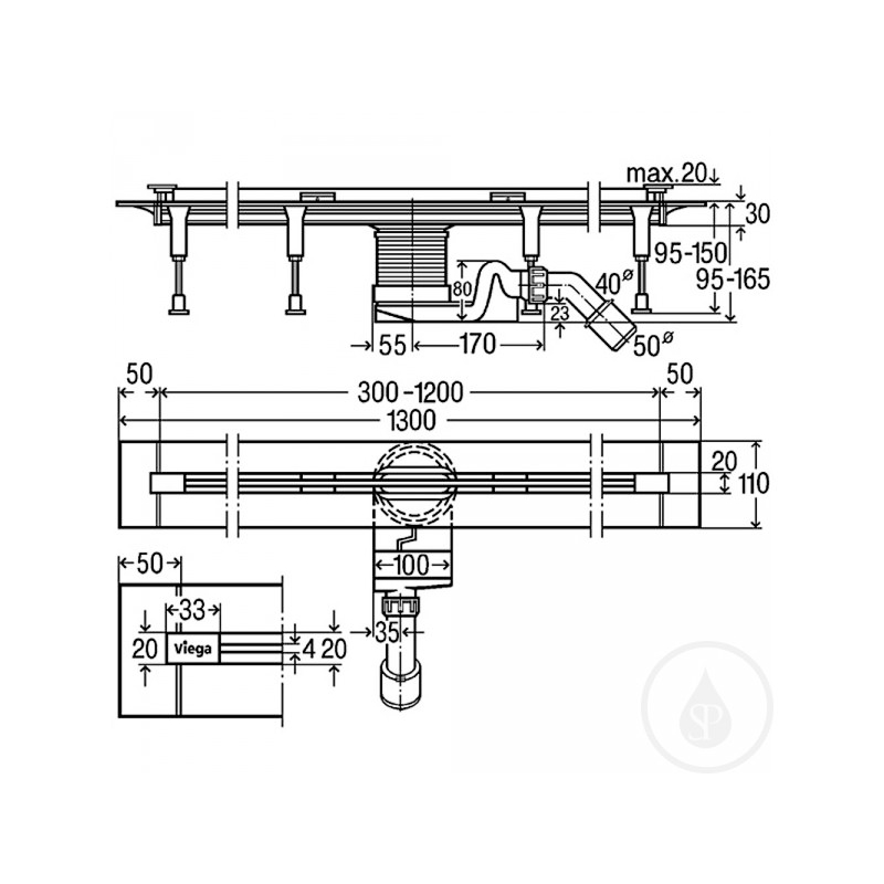 Ảnh của VIEGA Advantix Vario-základní těleso sprchového žlábku 1200 mm 686277/ 4965.10