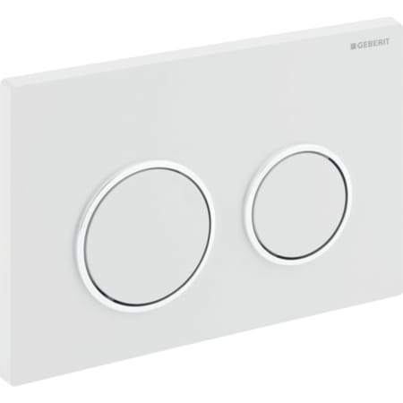 Ảnh của GEBERIT Ovládací tlačítko Geberit Omega20, pro 2 množství splachování, Round Deska a ovládací tlačítka: černá Designové kroužky: leskle pochromované #115.085.KM.1
