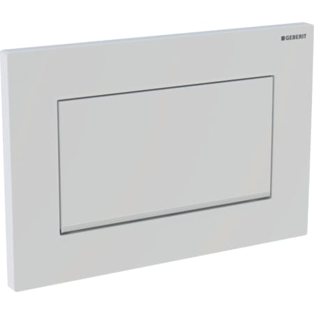 Obrázek GEBERIT Ovládací tlačítko Geberit Sigma10 (dříve Sigma30), pro splachování Start/Stop, Square, přišroubovatelné Deska a ovládací tlačítko: bílé Designový proužek: pochromovaný lesklý #115.893.KJ.1
